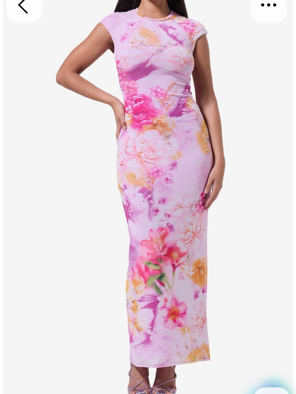 AFRM Pink Floral Maxi Skirt with Yellow Accents
